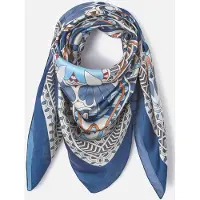 Damart - Vierkante sjaal met geometrische print - Dames - Blauw - Eén maat