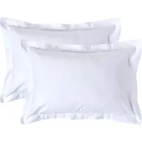 Homescapes Luxe Satijn Kussensloop 50x75 cm met Sierrand – Wit – Set van 2 – 100% Egyptisch Katoen Satijn – Draaddichtheid 1000