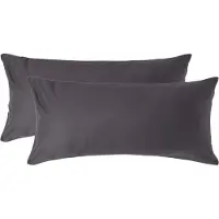 Homescapes Luxe Satijn Kussensloop 40x80 cm – Antracietgrijs – Set van 2 – 100% Egyptisch Katoen Satijn – Draaddichtheid 1000