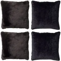 Dutch decor - KUSSENSET - 4-delig Soft Textures - 45x45 cm - inclusief binnenkussens - zwart - Met Ritssluiting – Decoratie set sierussens - Comfortabele kussentjes voor op de Bank