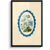 PosterMonkey Poster in lijst - Fotolijst 40x60 cm - Posters - Lijst - Bloemen - Lichtblauw - Illustratie - Posterlijst zwart - Decoratie - Wanddecoratie woonkamer - Muurdecoratie slaapkamer