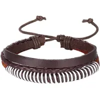 LGT JWLS Leren armband Heren Verstelbaar Touw Bruin Wit