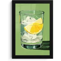 PosterMonkey Poster in lijst - Fotolijst 20x30 cm - Posters - Glas - Citroen - Ijsblokjes - Groen - Posterlijst zwart - Decoratie - Wanddecoratie woonkamer - Muurdecoratie slaapkamer