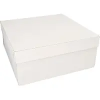 Papstar 10 Kartonnen gebaksdozen met deksel hoekig 30 cm x 30 cm x 13 cm wit