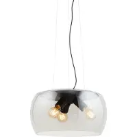 Lighto Moderne hanglamp zwart met rookglas 3-lichts - Avalon