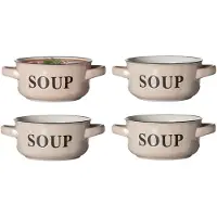 COSY&TRENDY Cosy & Trendy Soepkommen Classic - beige - 4x stuks - 14 x 7 cm - keramiek - soepkommetjes - 470 ml