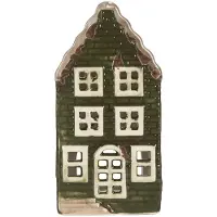 Clayre & Eef Waxinelichthouder Huis 7x7x14 cm Groen Keramiek