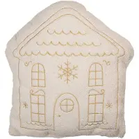 Clayre & Eef Sierkussen Huis 45x40x10 cm Wit Polyester Kerst