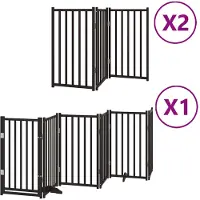vidaXL Hondenhek inklapbaar 12 panelen 600 cm populierenhout zwart