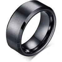Mendes Wolfraam herenring 8mm Zwart-17mm