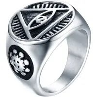 Mendes Edelstaal zegelring voor mannen Eye Of Providence-19mm