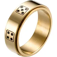 LGT JWLS Stalen mannen ring Dobbelsteen spinner Goud-21mm