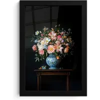 PosterMonkey Poster in lijst - Fotolijst 20x30 cm - Posters - Roze - Bloemen - Vaas - Kleuren - Posterlijst zwart - Decoratie - Wanddecoratie woonkamer - Muurdecoratie slaapkamer