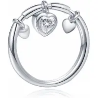 LGT JWLS Zilverkleurige Dames Ring met Hart Hanger van Zirkonia-17mm