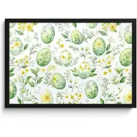 PosterMonkey Poster in lijst - Fotolijst 60x40 cm - Posters - Patroon - Groen - Eieren - Posterlijst zwart - Decoratie - Wanddecoratie woonkamer - Muurdecoratie slaapkamer