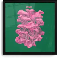 PosterMonkey Poster in lijst - Fotolijst 40x40 cm - Posters - Abstract - Pink - Lijnen - Groen - Posterlijst zwart - Decoratie - Wanddecoratie woonkamer - Muurdecoratie slaapkamer