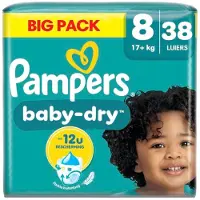 Pampers Baby-Dry - Maat 8 (17kg+) - 38 Luiers - Maandbox