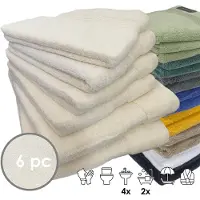 ISleep Terry Badtextiel - Voordeelset (6 delig) - 4x Handdoek 60x110 cm - 2x Badlaken 70x140 cm - Licht Beige