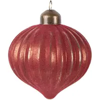 Clayre & Eef Kerstbal Overig Ø 8x9 cm Rood Glas Kerstballen