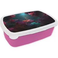 MuchoWow Broodtrommel Roze - Lunchbox Standbeeld - Zeebodem - Koraal - Kleurrijk - Brooddoos 18x12x6 cm - Brood lunch box - Broodtrommels voor kinderen en volwassenen