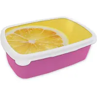 MuchoWow Broodtrommel Roze - Lunchbox Citroen - Geel - Zonnig - Brooddoos 18x12x6 cm - Brood lunch box - Broodtrommels voor kinderen en volwassenen
