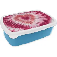 MuchoWow Broodtrommel Blauw - Lunchbox Hartvorm - Roze - Tie dye - Brooddoos 18x12x6 cm - Brood lunch box - Broodtrommels voor kinderen en volwassenen