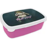 MuchoWow Broodtrommel Roze - Lunchbox Vrouw - Roos - Quote - Brooddoos 18x12x6 cm - Brood lunch box - Broodtrommels voor kinderen en volwassenen