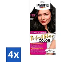 Schwarzkopf 4 x Poly Palette - Haarverf - Glossy Zwart 110 - 115ml - Haarverf - Glanzende Kleur - Zwart Haar - Grijsdekking - Ammoniakvrij