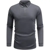 Allthemen Heren Lange Mouw Rek T-Shirt - Oversize Polo Met Halve Rits - S