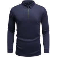 Allthemen Heren Lange Mouw Rek T-Shirt - Oversize Polo Met Halve Rits - M
