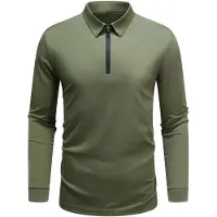 Allthemen Heren Lange Mouw Rek T-Shirt - Oversize Polo Met Halve Rits - XXL