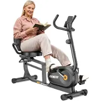 Bigzzia Semi-ligfiets - Magnetische ligfiets - met 8 instelbare weerstandsniveaus - Belastbaarheid 180 kg