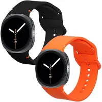 Kwmobile 2x horlogebandjes geschikt voor Samsung Galaxy Watch 8 Galaxy / Galaxy Watch 8 Classic 46mm bandje - Smartwatch bandjes van TPU - Activity tracker horloge band in zwart / oranje