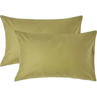 Homescapes Luxe Satijn Kussensloop 50x75 cm – Olijfgroen – Set van 2 – 100% Egyptisch Katoen Satijn – Draaddichtheid 1000