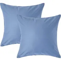 Homescapes Luxe Satijn Kussensloop 40x40 cm – Staalblauw – Set van 2 – 100% Egyptisch Katoen Satijn – Draaddichtheid 1000
