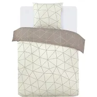 Vision Home VISION Hugo Flanel - Tweezijdig omkeerbaar Dekbedovertrekset - 100% katoen flanel: warm en zacht - Eenpersoons - Dekbedovertrek 140 x 200 cm met 1 bijhorende sloop - Beige - Oekotex gecertificeerd