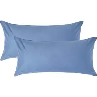 Homescapes Luxe Satijn Kussensloop 40x80 cm – Staalblauw – Set van 2 – 100% Egyptisch Katoen Satijn – Draaddichtheid 1000
