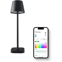 FlinQ Smart Tafellamp Lume - Oplaadbaar en met Touch Bediening - Voor Slaapkamer en Woonkamer - Draadloze Lamp ook als Schemerlamp - Dimbaar en Ideaal voor Nachtkastje - Industrieel - Zwart