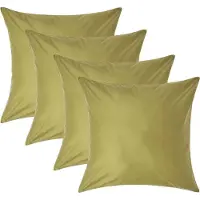 Homescapes Luxe Satijn Kussensloop 80x80 cm – Olijfgroen – Set van 4 – 100% Egyptisch Katoen Satijn – Draaddichtheid 1000