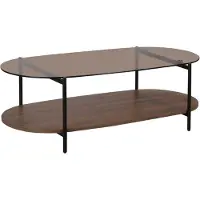 Oviala - Moderne ovale salontafel L 120 cm in bruin glas - Ruby