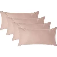 Homescapes Luxe Satijn Kussensloop 40x80 cm – Beige – Set van 4 – 100% Egyptisch Katoen Satijn – Draaddichtheid 1000