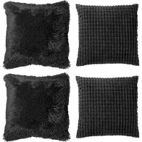 Dutch decor - KUSSENSET - 4-delig - Cosy Favourites - 45x45 cm - inclusief binnenkussens - zwart - Met Ritssluiting – Decoratie Kussens - Comfortabele kussentjes voor op de Bank