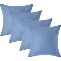 Homescapes Luxe Satijn Kussensloop 40x40 cm – Staalblauw – Set van 4 – 100% Egyptisch Katoen Satijn – Draaddichtheid 1000