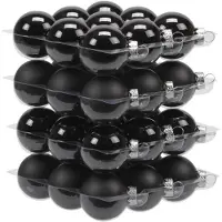 Othmar decorations Kleine kerstballen - 36x st - zwart - D4 cm - glas - kerstversiering