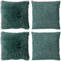Dutch decor - KUSSENSET - 4-delig - Cosy Favourites - 45x45 cm - inclusief binnenkussens - groen - Met Ritssluiting – Decoratie set sierussens - Comfortabele kussentjes voor op de Bank