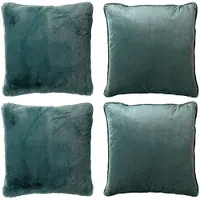 Dutch decor - KUSSENSET - 4-delig Soft Textures - 45x45 cm - inclusief binnenkussens - groen - Met Ritssluiting – Decoratie set sierussens - Comfortabele kussentjes voor op de Bank