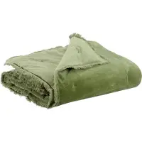 Vivaraise Eenkleurige plaid Fara in katoen (hoes) en polyester (vulling) - Olive - 135 x 200 cm
