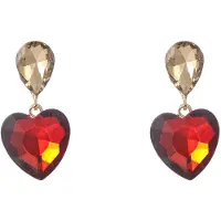 Go Dutch Label Oorknoppen Heart Stone Dangle Goud Bruin