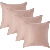 Homescapes Luxe Satijn Kussensloop 40x40 cm – Beige – Set van 4 – 100% Egyptisch Katoen Satijn – Draaddichtheid 1000