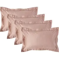 Homescapes Luxe Satijn Kussensloop 50x75 cm met Sierrand – Beige – Set van 4 – 100% Egyptisch Katoen Satijn – Draaddichtheid 1000